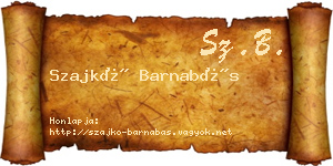 Szajkó Barnabás névjegykártya